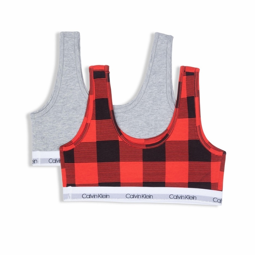 Calvin Klein Big Girls Bralette, Pack of 2 Sz M (7/8)